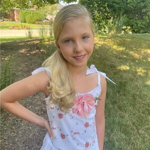 Charming White Camisole with Pink Floral Design